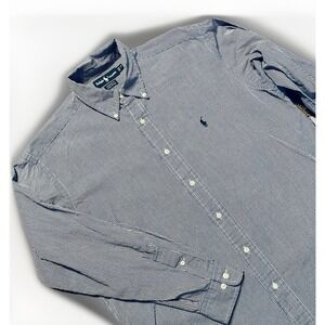 Ralph Lauren Polo Classic Yarmouth‎ Cotton Mens Size 15.5 32/33 Blue Gingham